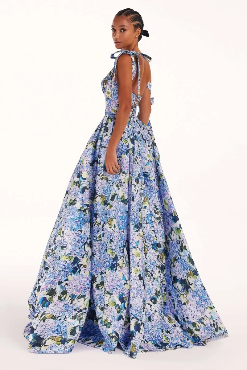 Kacey | Hydrangea Printed Strap Maxi Dress