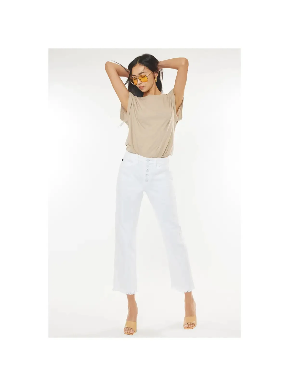 Kan Can High Rise White Denim