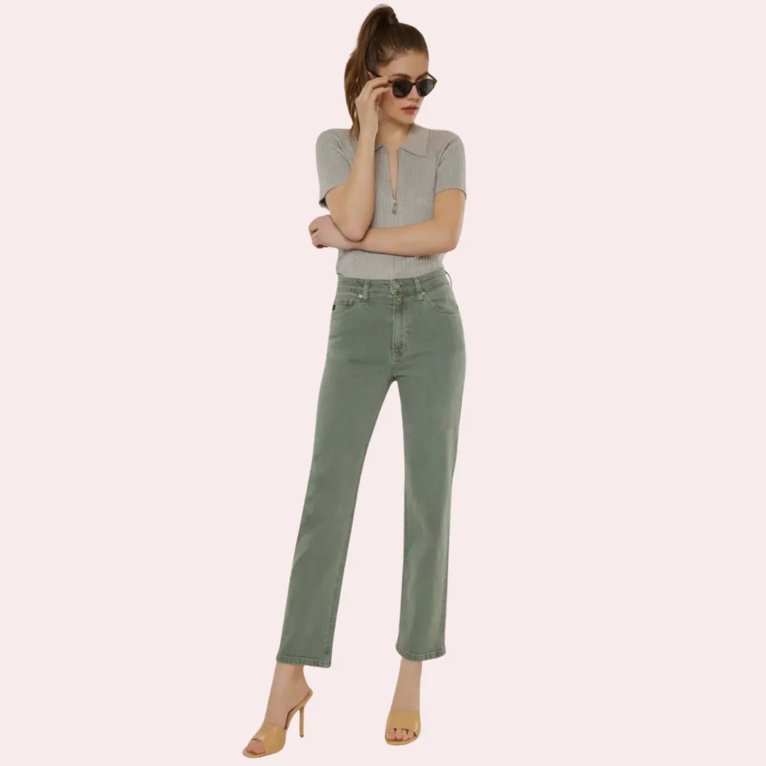 Kan Can Olive high rise 90's straight leg jeans