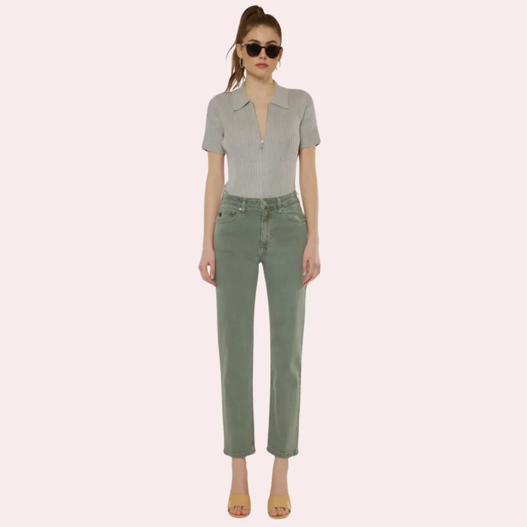 Kan Can Olive high rise 90's straight leg jeans