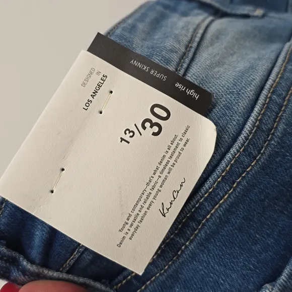 Kancan High Rise Super Skinny Jeans - Curvy Blue Dize 30
