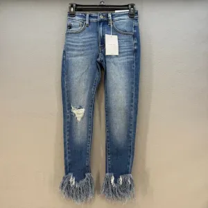 KanCan Jean Women' 1/24 Mid Rise Ancle Skinny Frayed Hem Preppy Normcore NWT