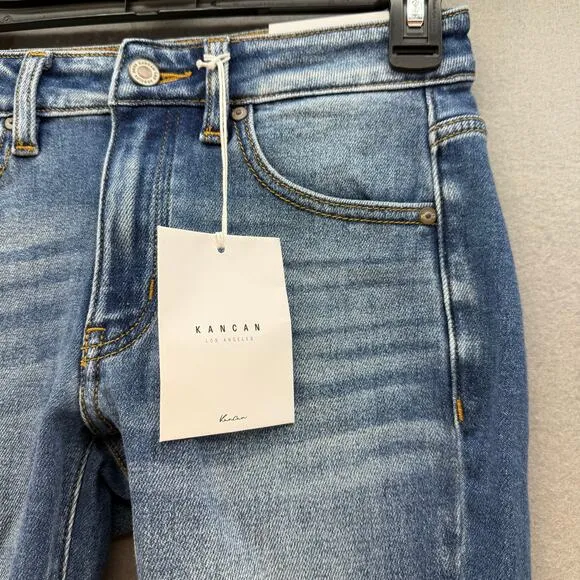 KanCan Jean Women' 1/24 Mid Rise Ancle Skinny Frayed Hem Preppy Normcore NWT