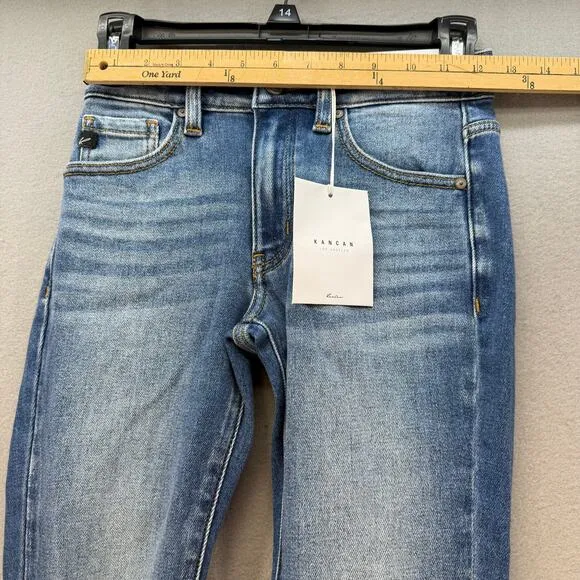KanCan Jean Women' 1/24 Mid Rise Ancle Skinny Frayed Hem Preppy Normcore NWT
