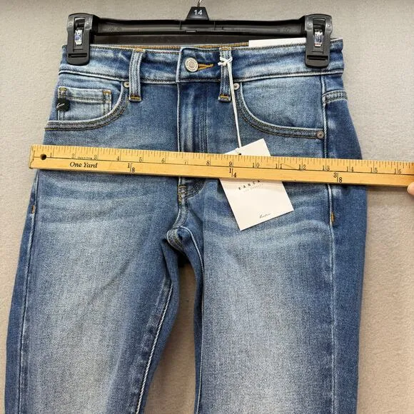 KanCan Jean Women' 1/24 Mid Rise Ancle Skinny Frayed Hem Preppy Normcore NWT