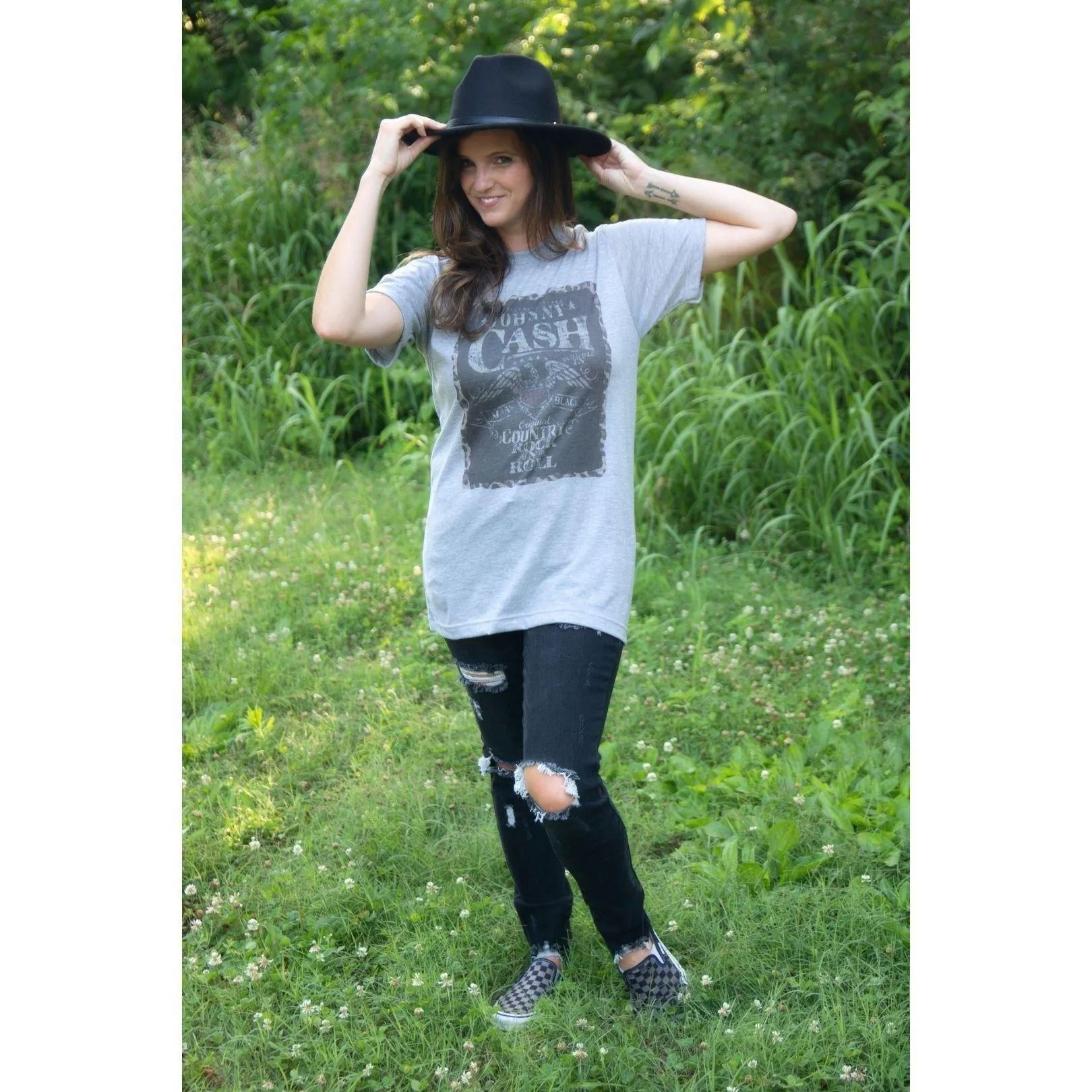 KANCAN KC5055DG Dark Gray Mid Rise Distressed Super Skinny Jeans