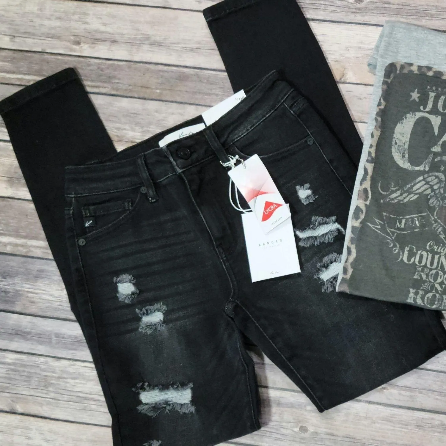 KANCAN KC5055DG Dark Gray Mid Rise Distressed Super Skinny Jeans