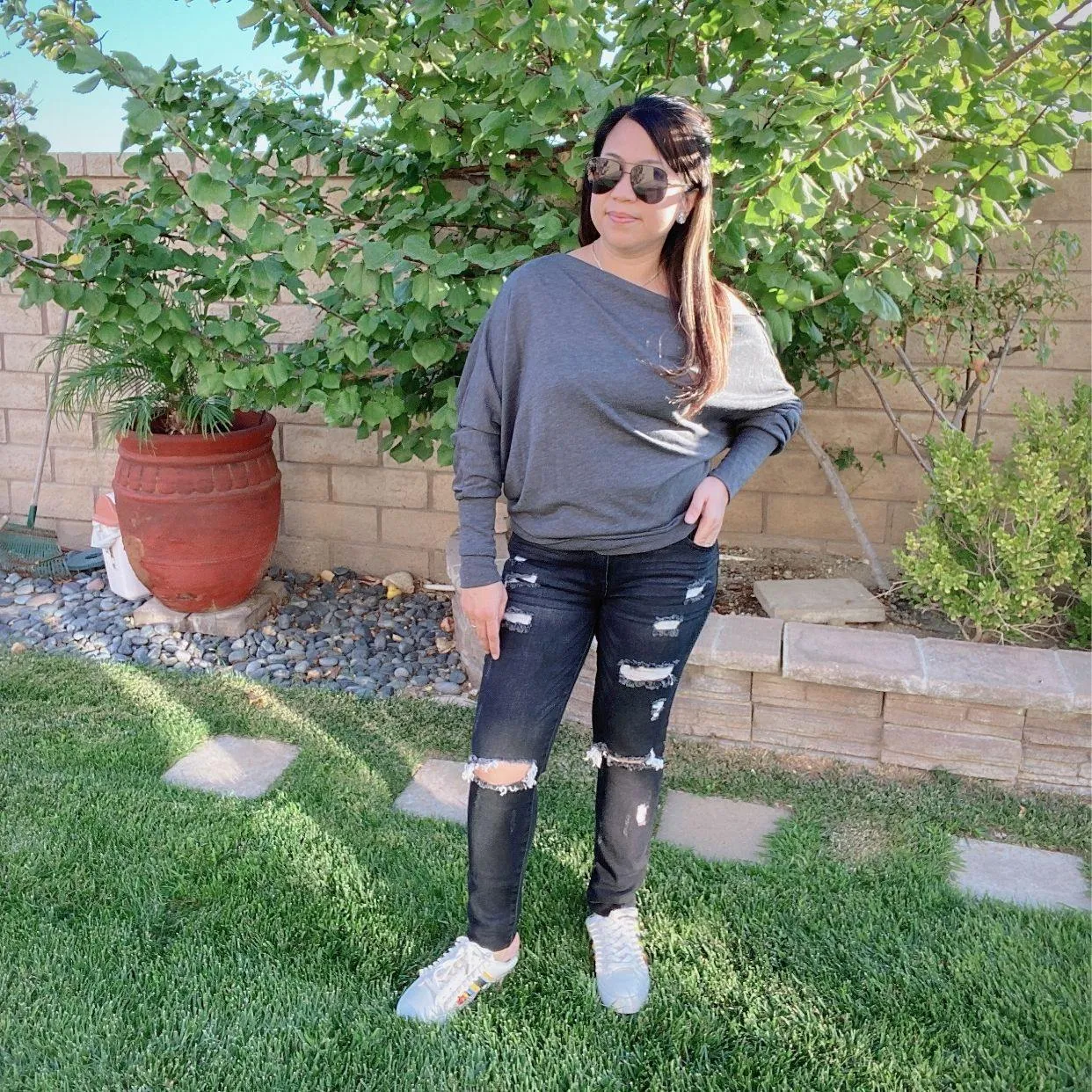 KANCAN KC5055DG Dark Gray Mid Rise Distressed Super Skinny Jeans