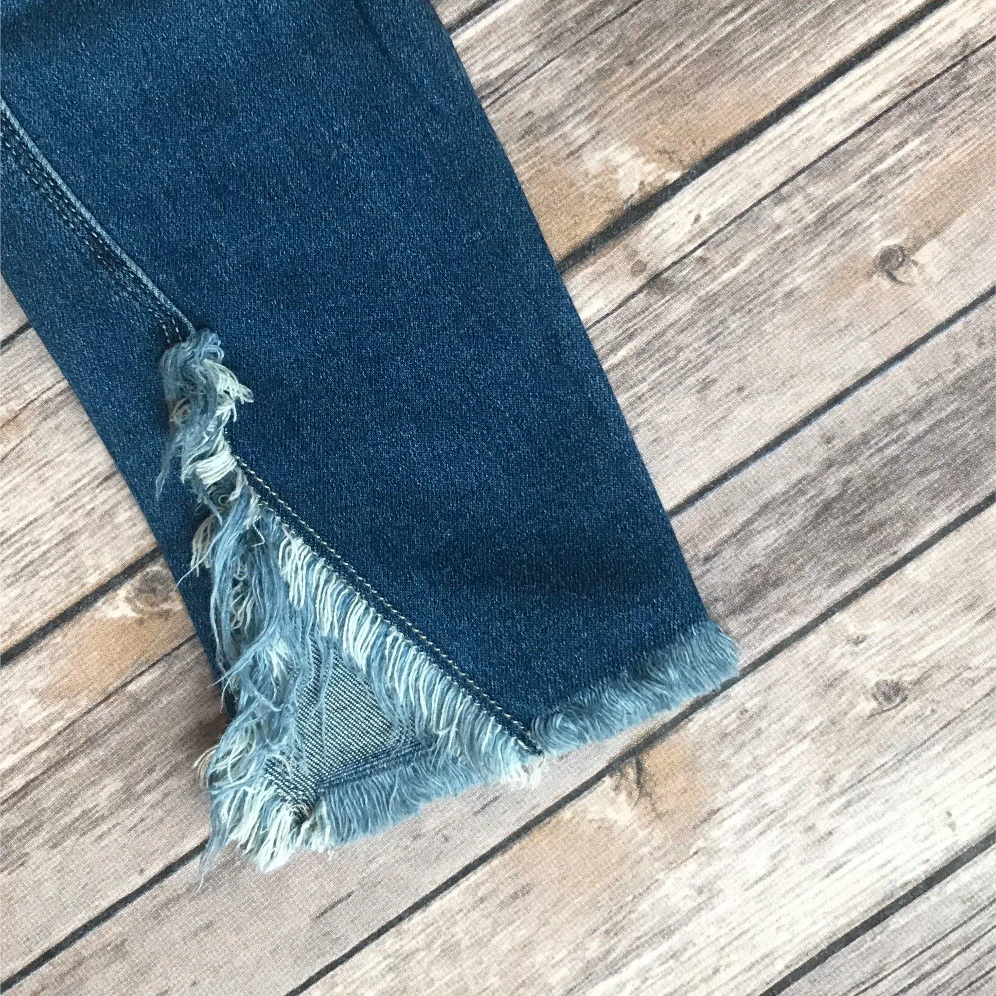 KANCAN KC9167QM High Rise Fringe Side Hem Skinny Jeans