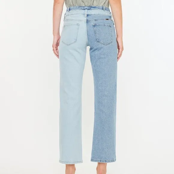 Kancan | Pearl Hi Rise Straight Leg 2 Tone Jeans