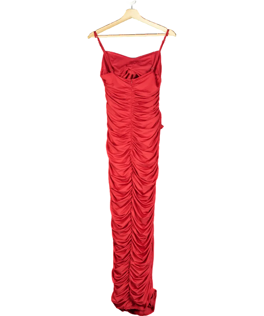 Karen Millen Red Petite Jersey Crepe Embellished Rosette Midi Dress UK 12