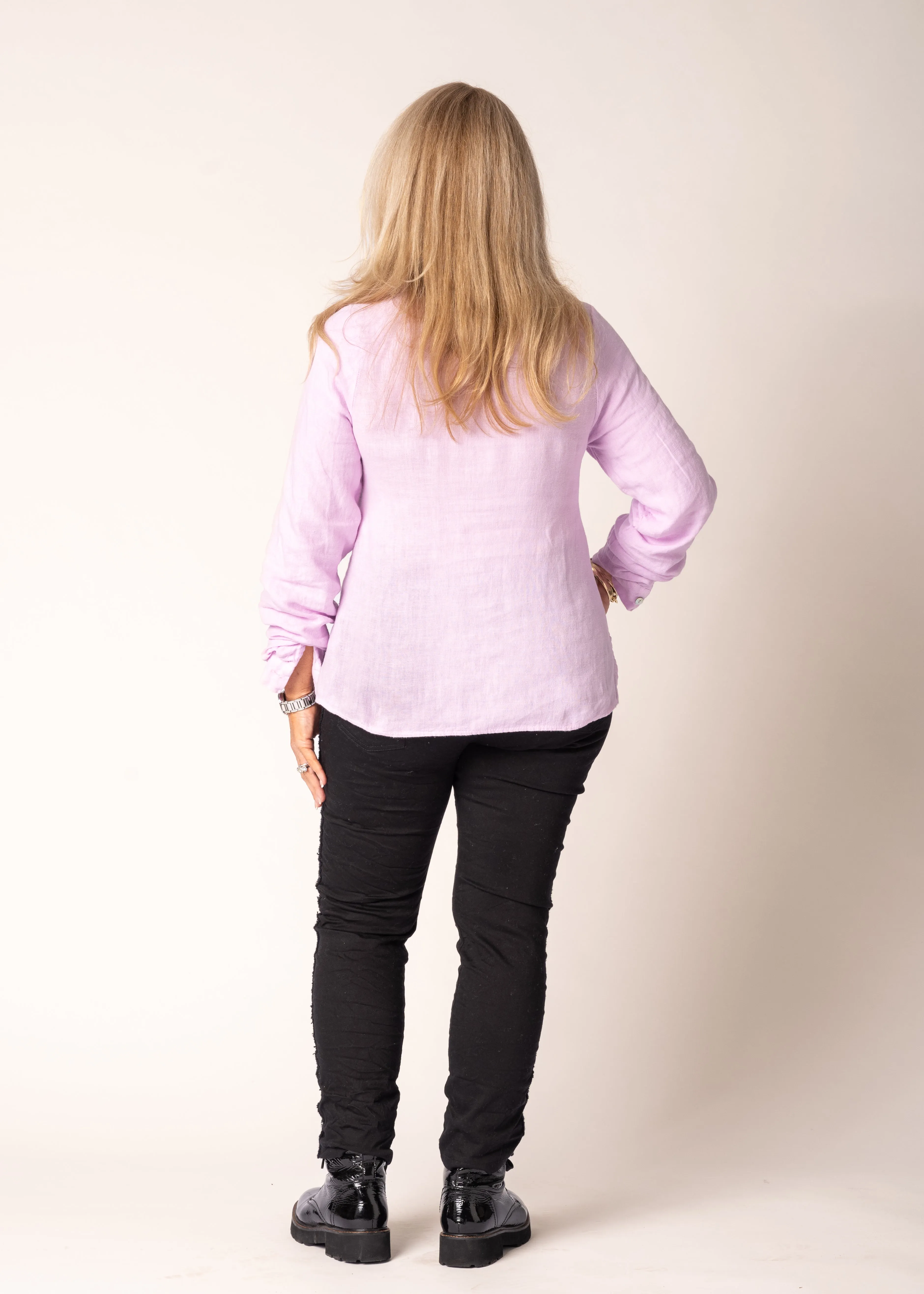 Karily Linen Top in Freesia Pink