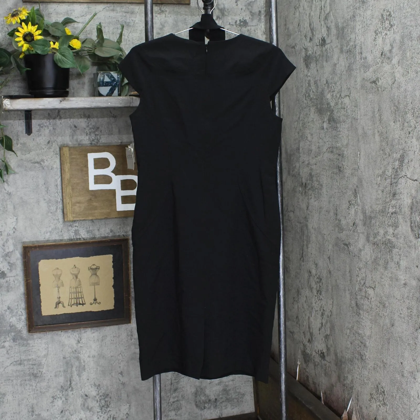 Kasper Womens Short Sleeve Belted Sheath Dress 10824696 Black 4