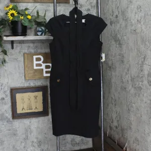 Kasper Womens Short Sleeve Belted Sheath Dress 10824696 Black 4