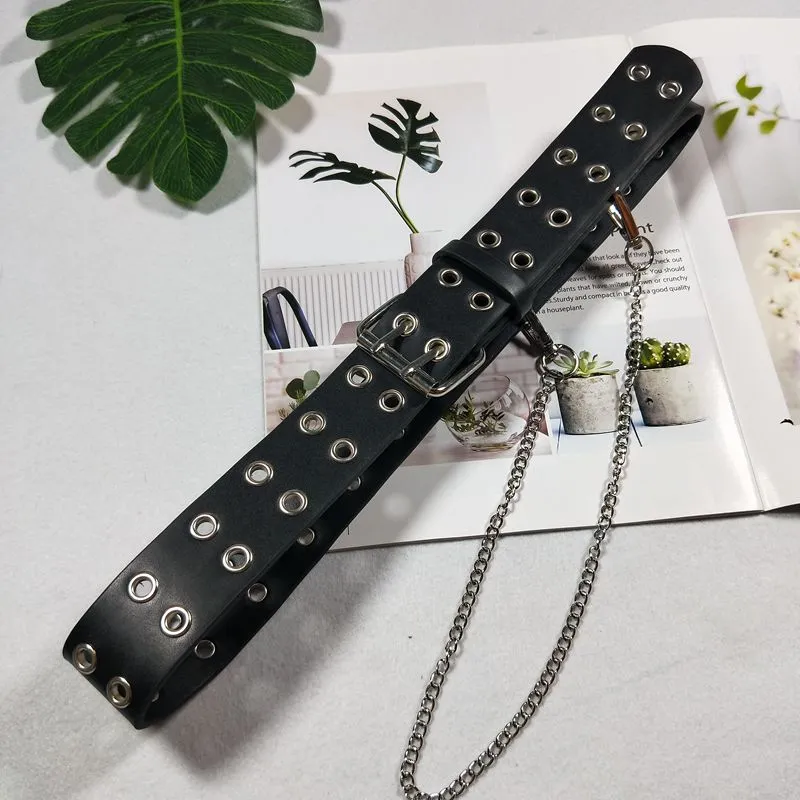 [@kimiperi] "PUNK CIRCLE HOLE CHAIN" BELT K041802REVIEW