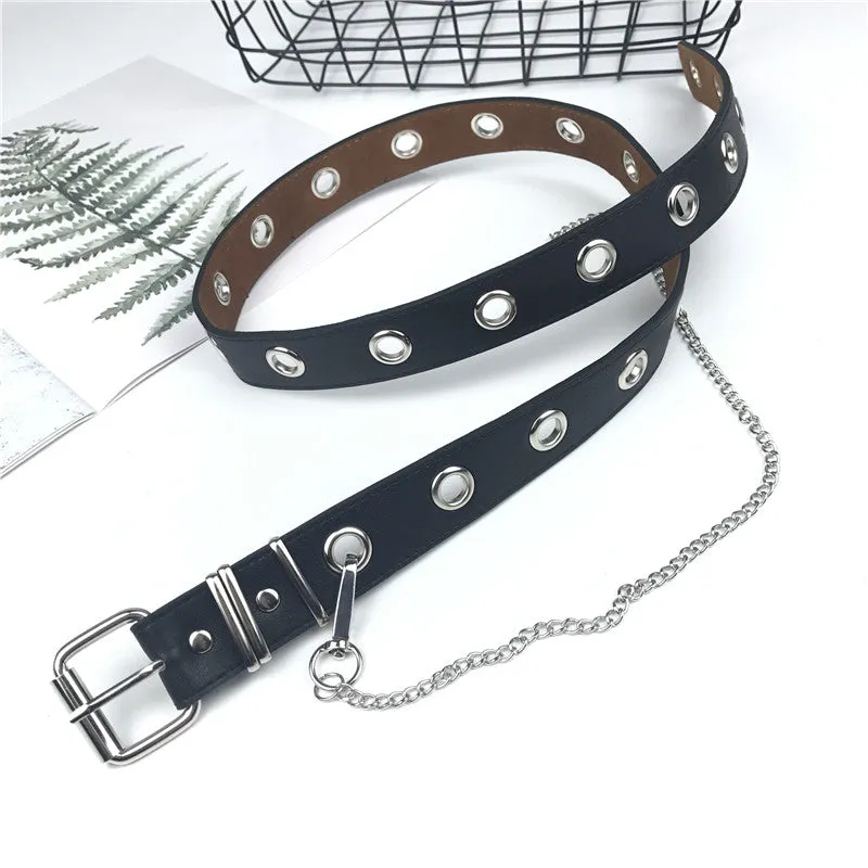 [@kimiperi] "PUNK CIRCLE HOLE CHAIN" BELT K041802REVIEW