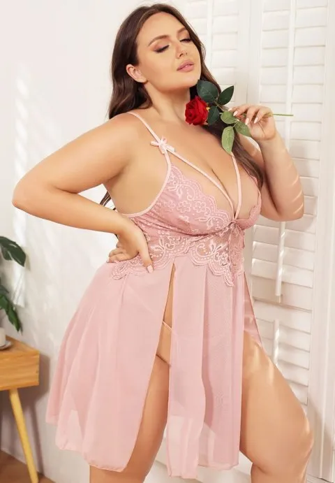 Lace Babydoll Mesh Nightgown Chemise Boudoir Nighty Sleepwear