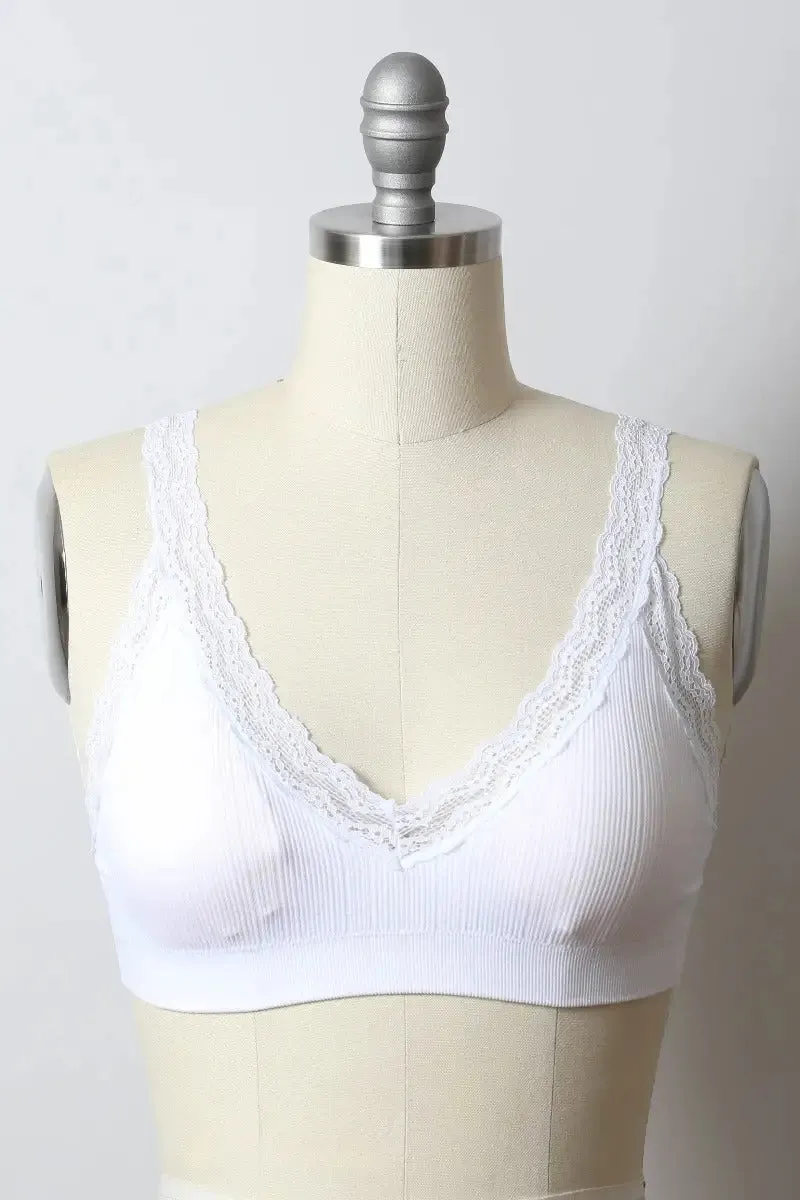 LACE TRIM PADDED BRALETTE TOP