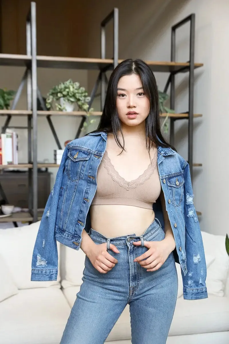 LACE TRIM PADDED BRALETTE TOP