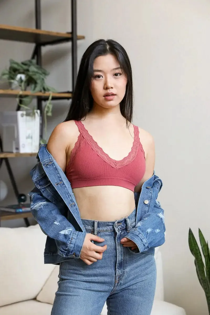 LACE TRIM PADDED BRALETTE TOP
