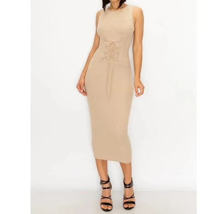 Lace Up Midi Dress
