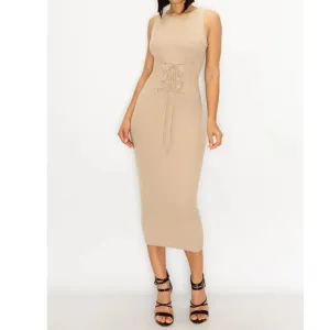 Lace Up Midi Dress