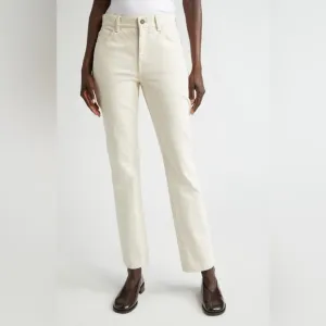 Lafayette 148 New York Reeve High Waist Ankle Straight Leg Jeans in washed Ecru