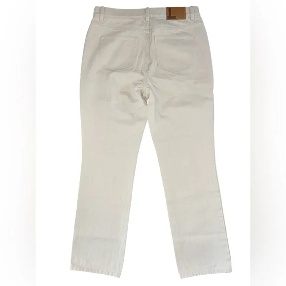 Lafayette 148 New York Reeve High Waist Ankle Straight Leg Jeans in washed Ecru