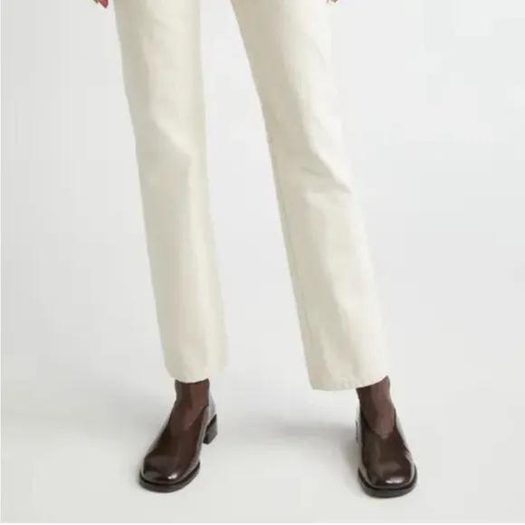 Lafayette 148 New York Reeve High Waist Ankle Straight Leg Jeans in washed Ecru