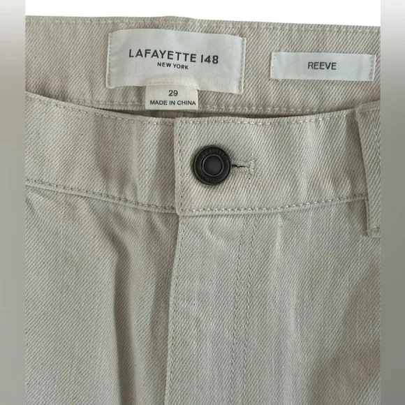 Lafayette 148 New York Reeve High Waist Ankle Straight Leg Jeans in washed Ecru