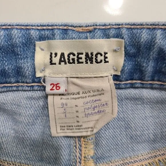 L'Agence Nadia Straight Leg High Waist Blue Jeans Size 26