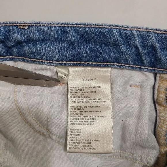 L'Agence Nadia Straight Leg High Waist Blue Jeans Size 26