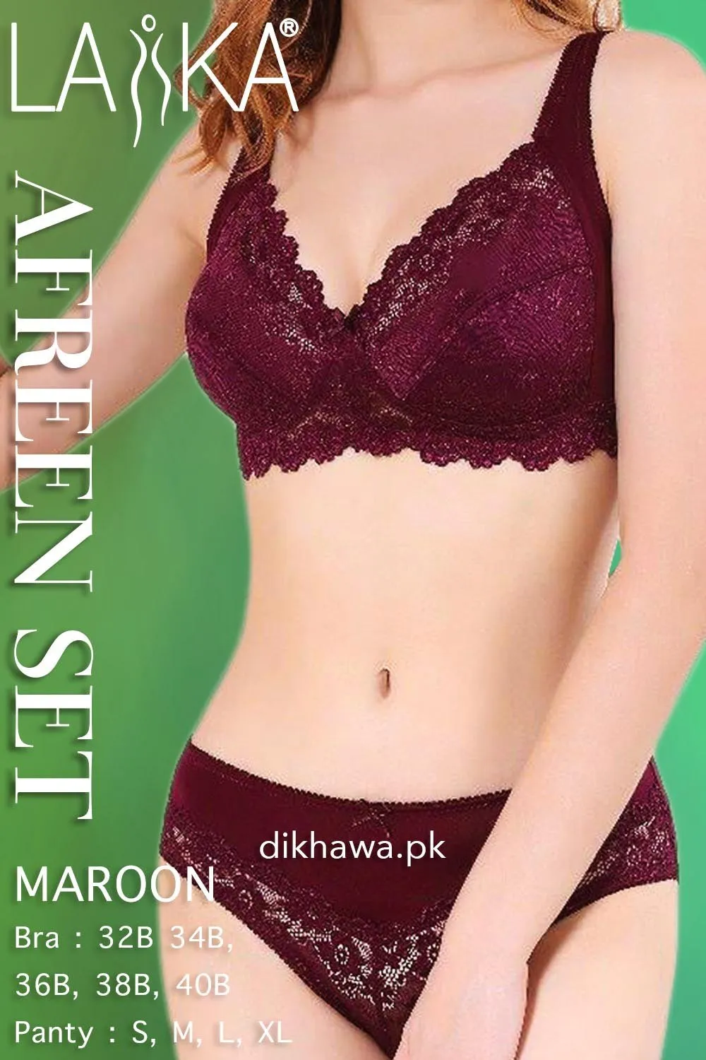 Laika - Afreen Set - Maroon Fancy Bridal Bra Panty Sets - Non Padded Non Wired Bra Panty Set