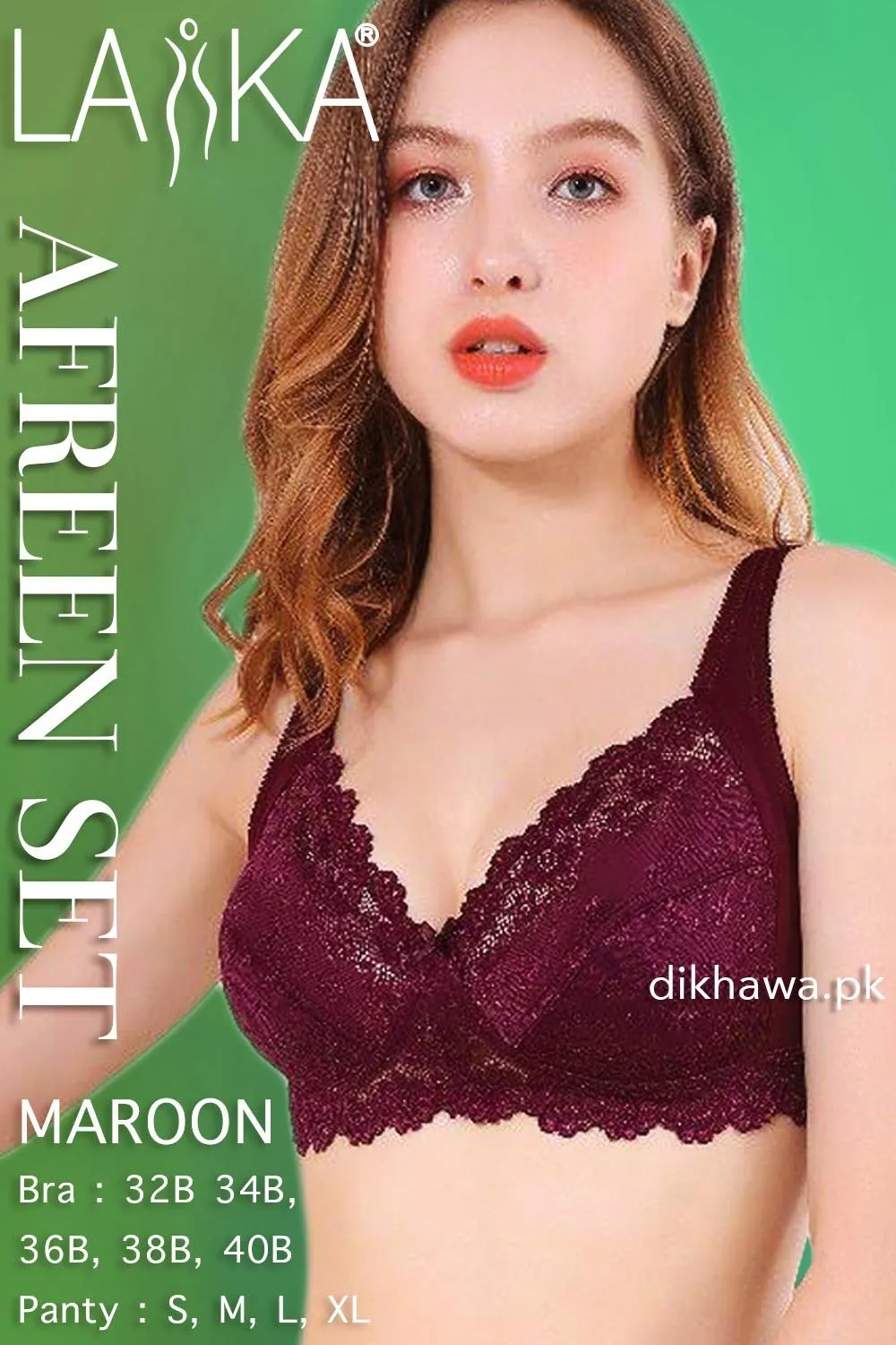 Laika - Afreen Set - Maroon Fancy Bridal Bra Panty Sets - Non Padded Non Wired Bra Panty Set