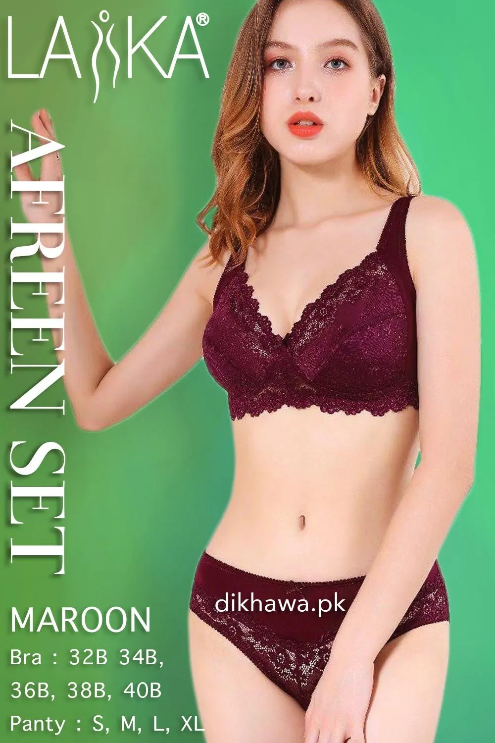 Laika - Afreen Set - Maroon Fancy Bridal Bra Panty Sets - Non Padded Non Wired Bra Panty Set