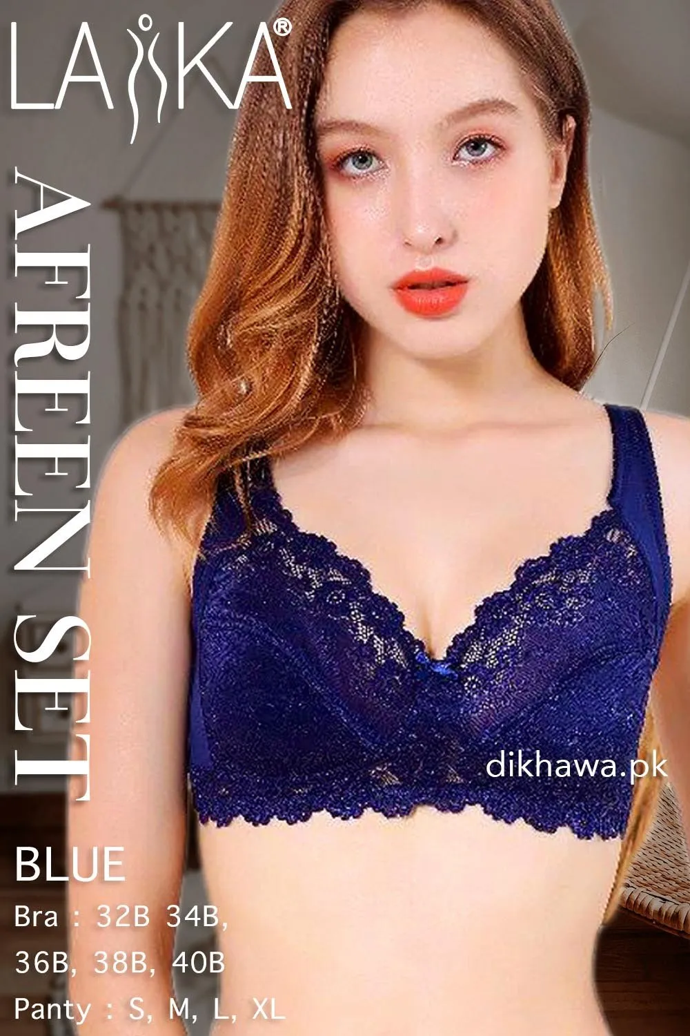 Laika - Afreen Set - Navy Blue Fancy Bridal Bra Panty Sets - Non Padded Non Wired Bra Panty Set