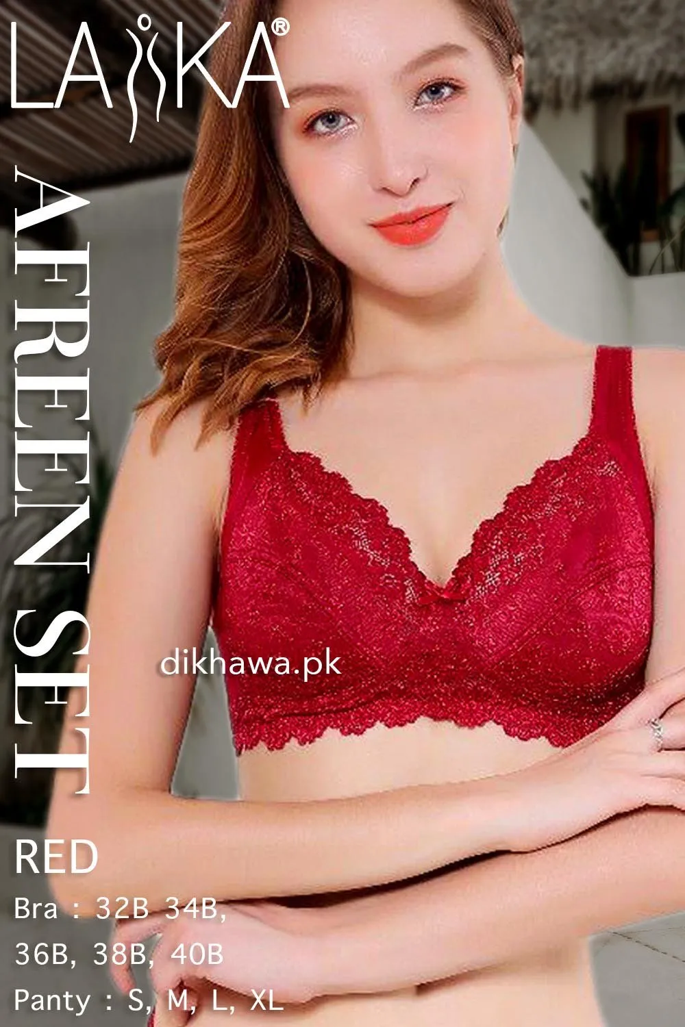 Laika - Afreen Set - Red Fancy Bridal Bra Panty Sets - Non Padded Non Wired Bra Panty Set
