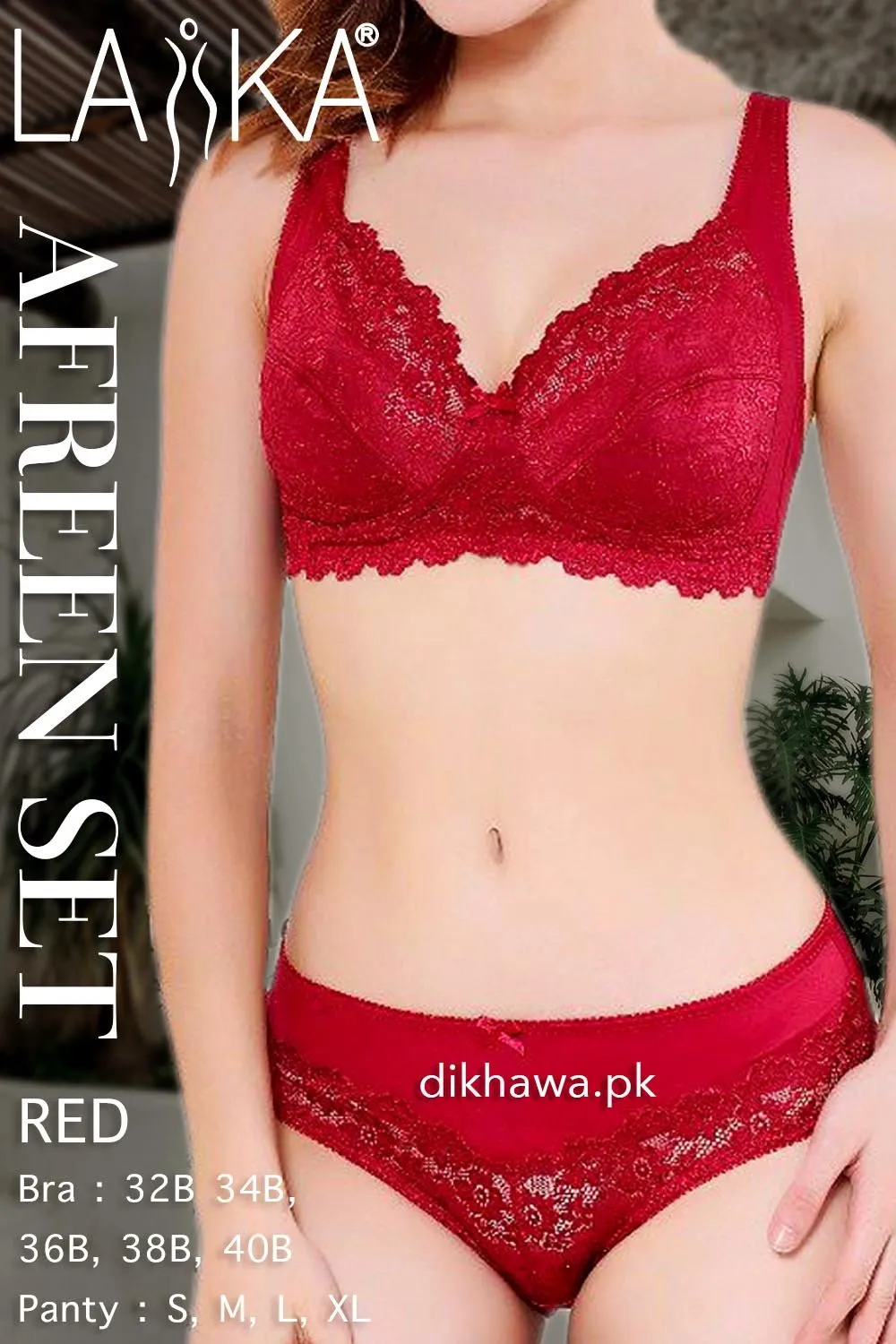 Laika - Afreen Set - Red Fancy Bridal Bra Panty Sets - Non Padded Non Wired Bra Panty Set