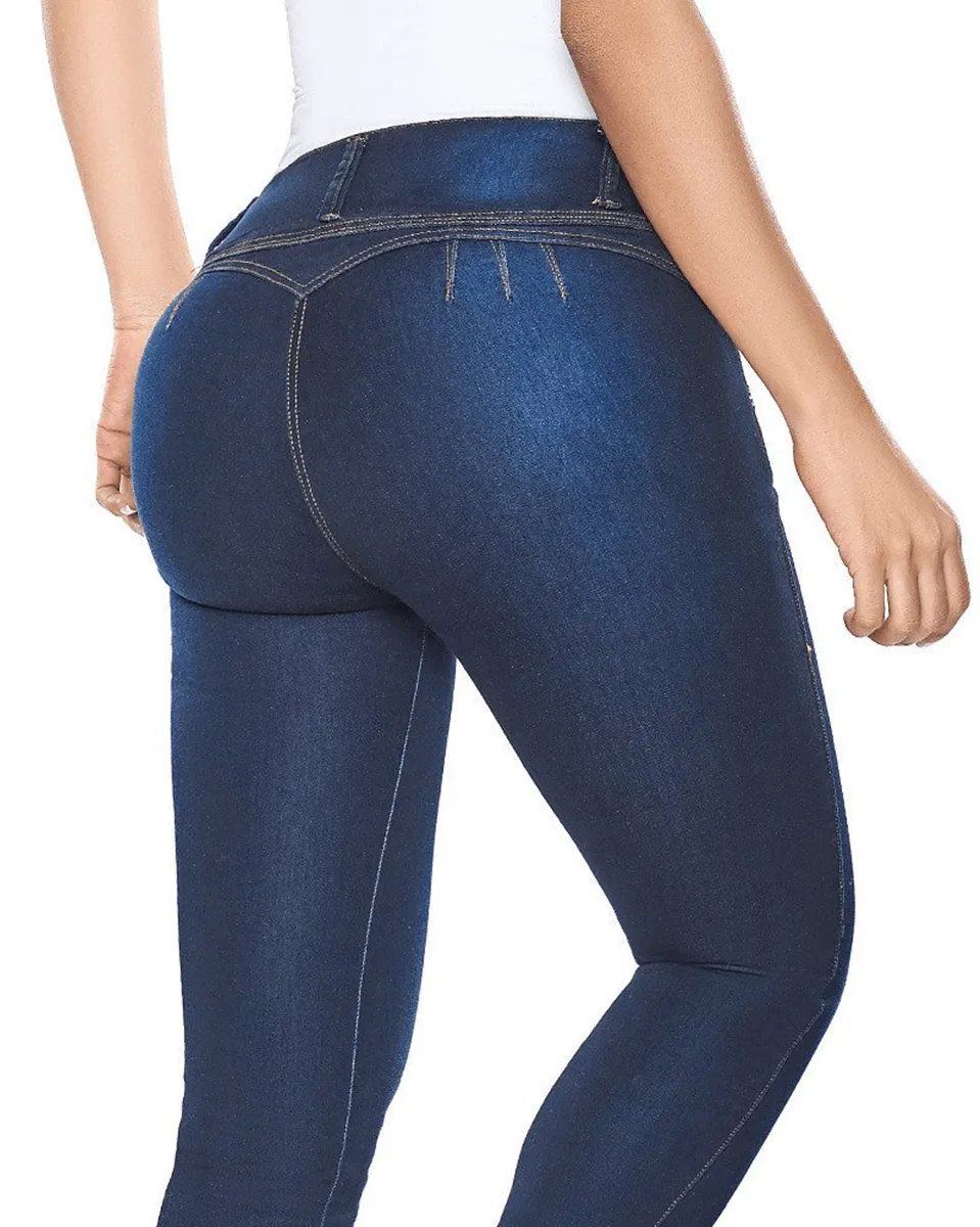 Laty Rose Butt Lifter Blue Denim Jeans - Dark Blue