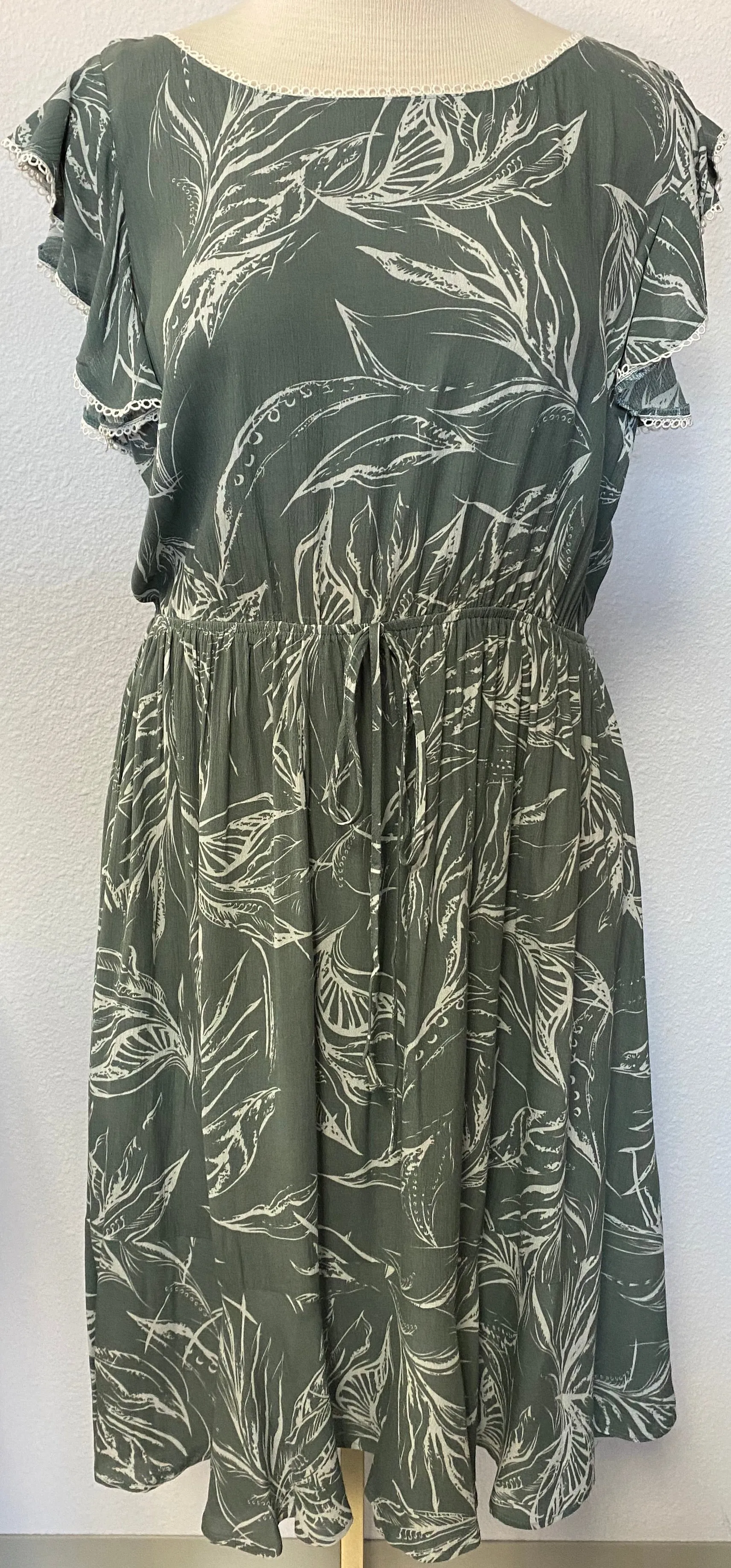 LEAF EDGE LACE MIDI DRESS
