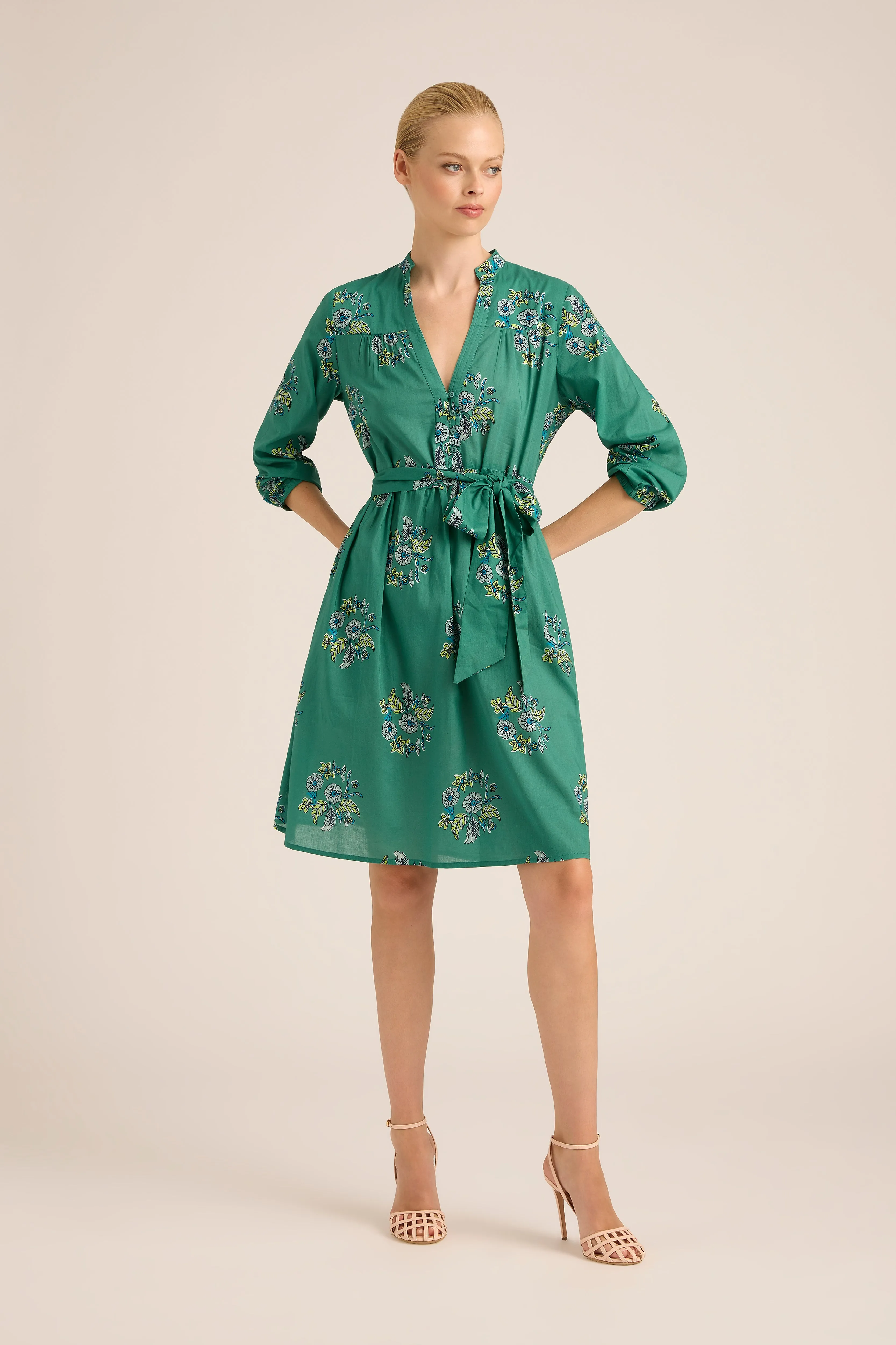 LEIGHTON COTTON WREATH MINT MIDI