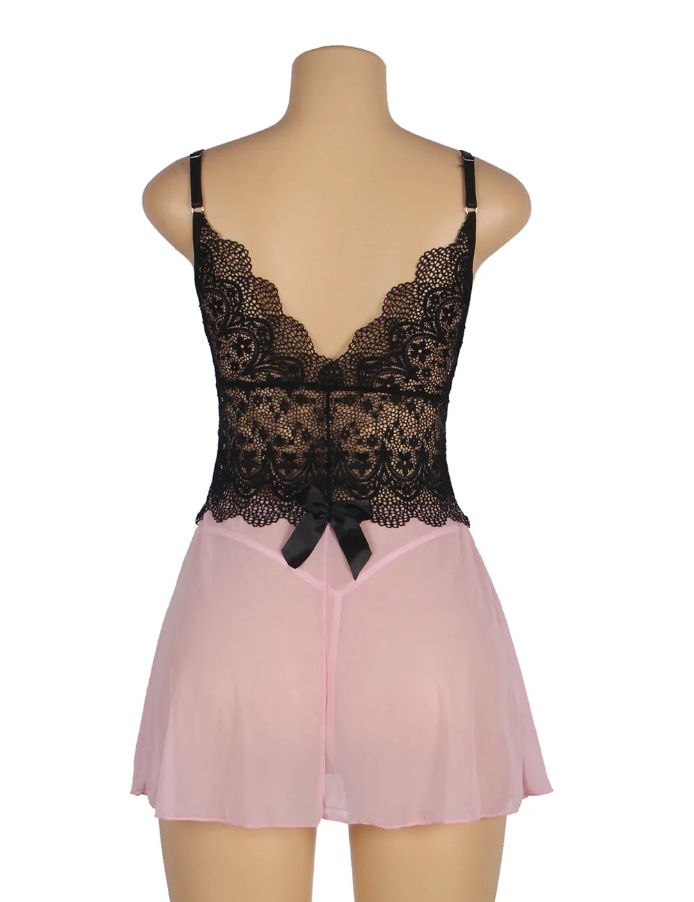 Leopard Print Lace Stitching Strap with Flower Babydoll