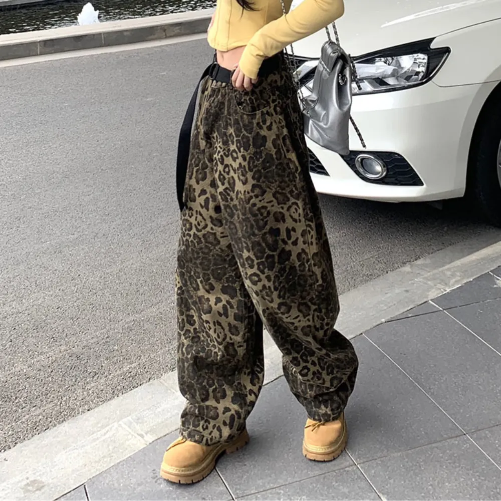 Leopard Print Straight-leg Jeans