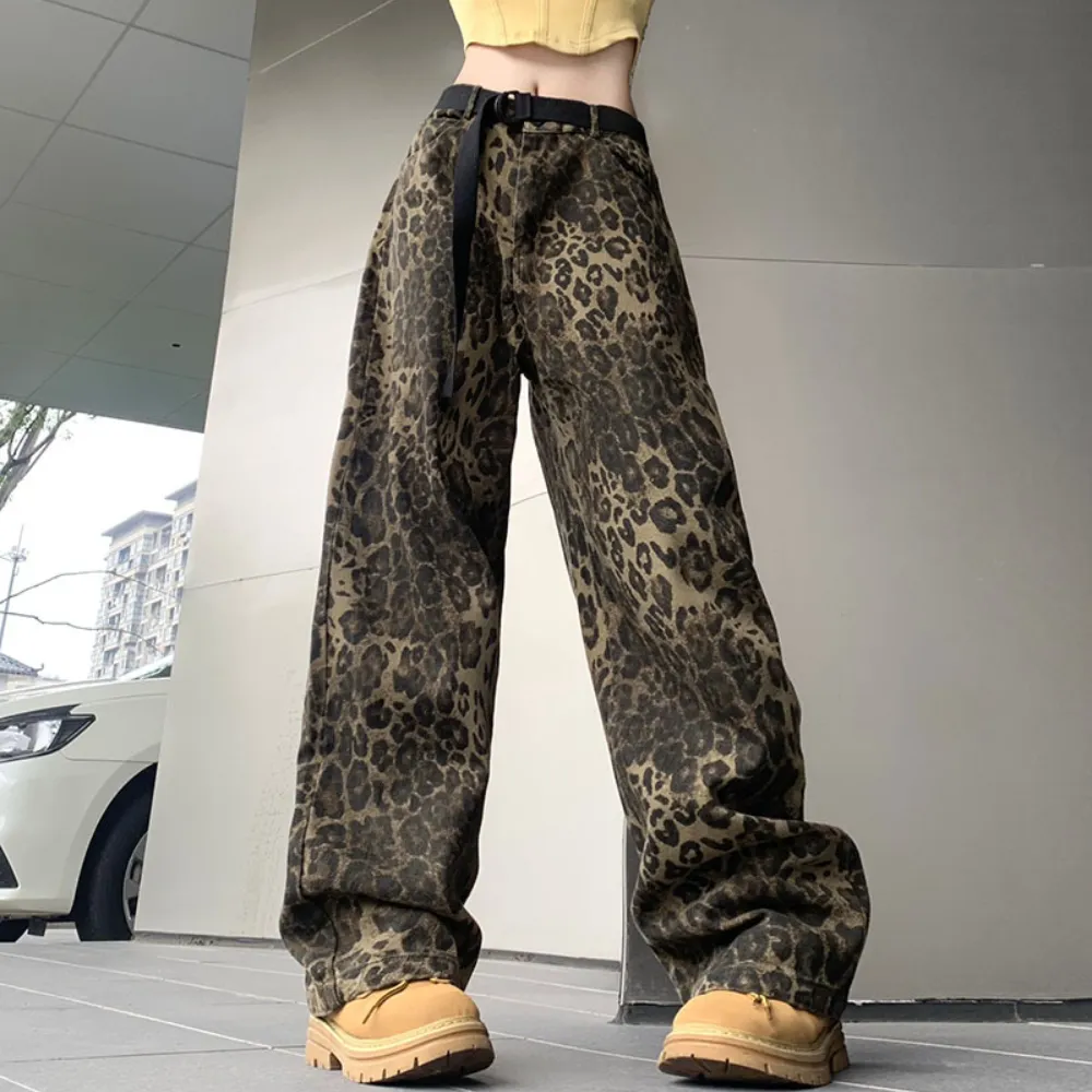 Leopard Print Straight-leg Jeans