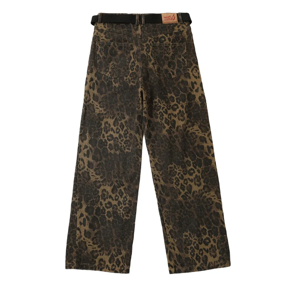 Leopard Print Straight-leg Jeans