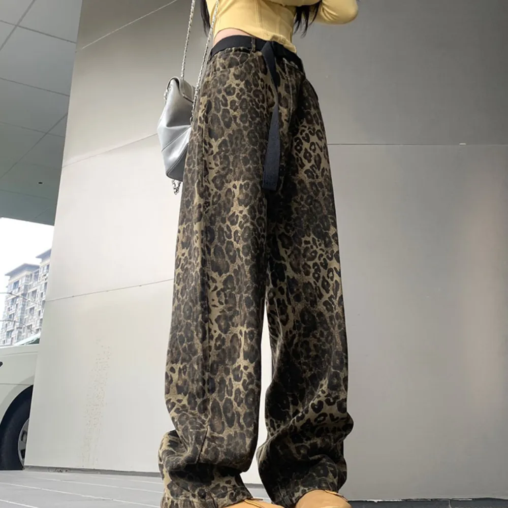 Leopard Print Straight-leg Jeans