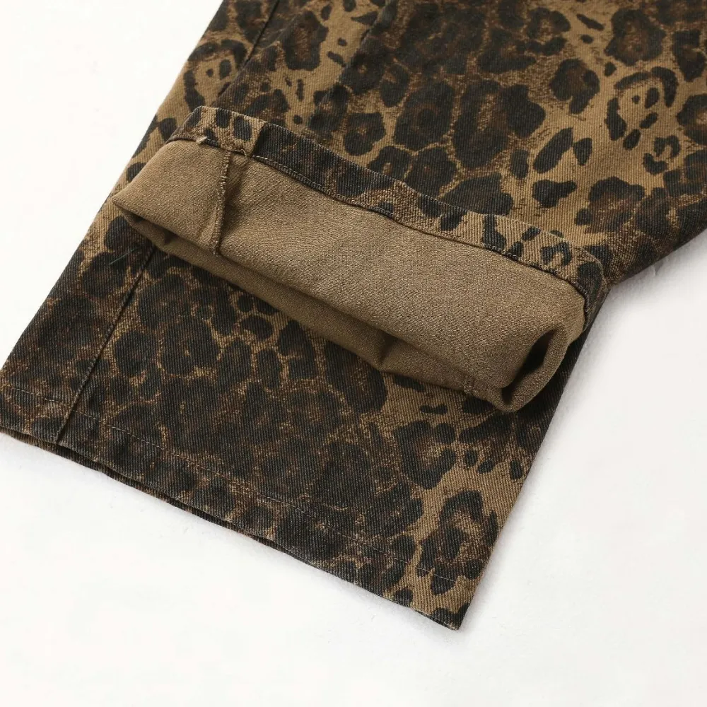 Leopard Print Straight-leg Jeans