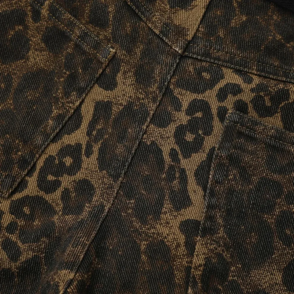 Leopard Print Straight-leg Jeans