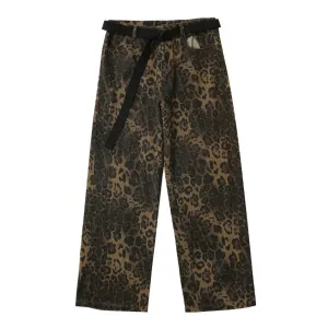 Leopard Print Straight-leg Jeans
