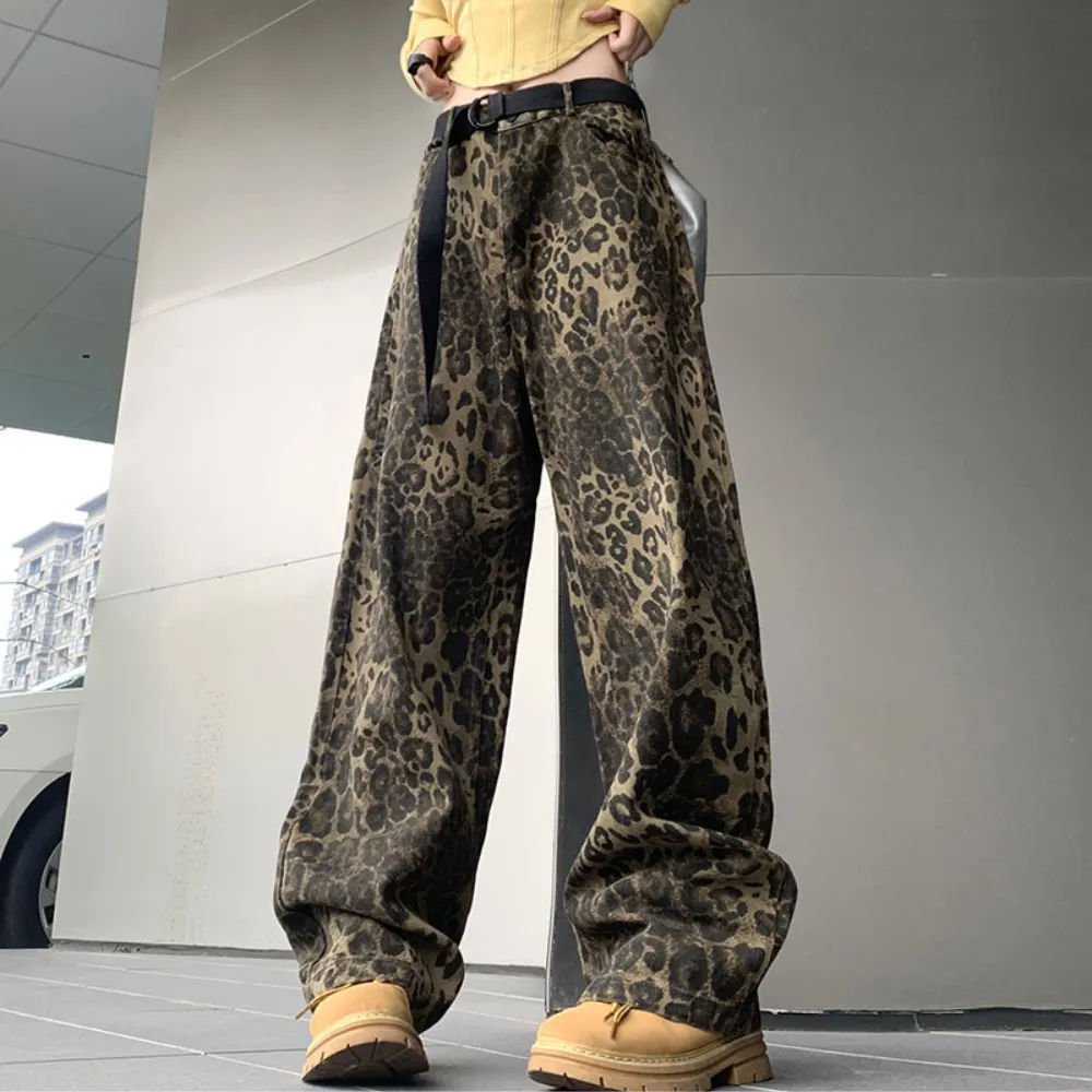 Leopard Print Straight-leg Jeans